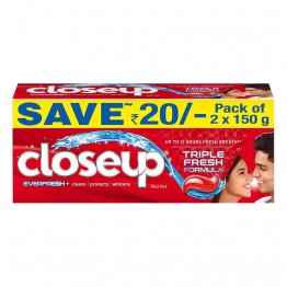 Close Up Everfresh + Triple Fresh Formula Red Hot Gel Toothpaste, Pack of 2 x 150g